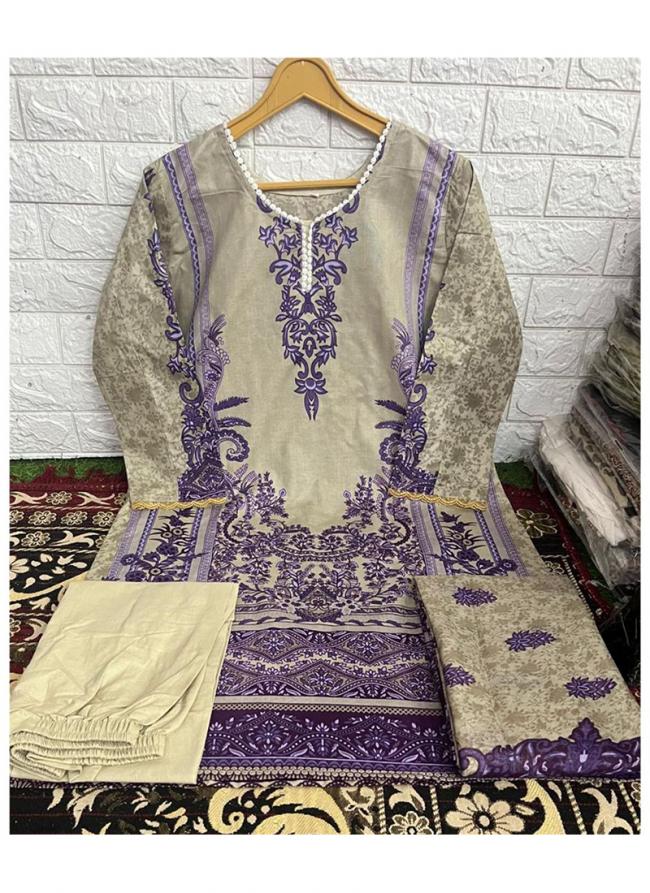 Heavy Cotton Grey Eid Wear Printed Readymade Pakistani Suit